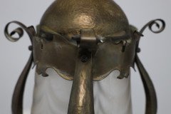 Arts & Crafts, Hammered Brass Lantern with Original Ribbed Glass, c.1900 - Thumbnail 7