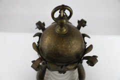 Arts & Crafts, Hammered Brass Lantern with Original Ribbed Glass, c.1900 - Thumbnail 3