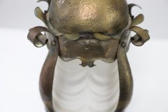 Arts & Crafts, Hammered Brass Lantern with Original Ribbed Glass, c.1900 - Thumbnail 8