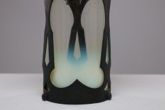 Arts & Crafts Copper Lantern with a Flaring Hat & the Original Vaseline Shade - Thumbnail 9