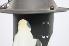 Arts & Crafts Copper Lantern with a Flaring Hat & the Original Vaseline Shade - Thumbnail 5