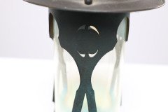 Arts & Crafts Copper Lantern with a Flaring Hat & the Original Vaseline Shade - Thumbnail 6
