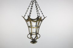 Arts & Crafts Brass Conical Shaped Lantern with Its Original Conical Shade - Thumbnail 2