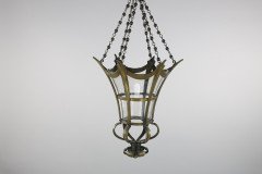 Arts & Crafts Brass Conical Shaped Lantern with Its Original Conical Shade - Thumbnail 3