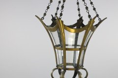 Arts & Crafts Brass Conical Shaped Lantern with Its Original Conical Shade - Thumbnail 9