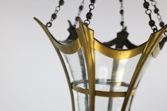 Arts & Crafts Brass Conical Shaped Lantern with Its Original Conical Shade - Thumbnail 10