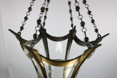 Arts & Crafts Brass Conical Shaped Lantern with Its Original Conical Shade - Thumbnail 8