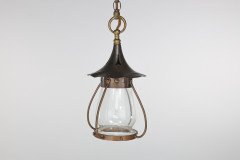 An Arts & Crafts little copper lantern with the original bulbous shade. - Thumbnail 2