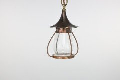 An Arts and Crafts little copper lantern with the original bulbous shade. - Thumbnail 11
