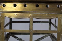 A Large Arts & Crafts Brass Lantern with a Domed Flaring Hat Pierced with Hearts - Thumbnail 4