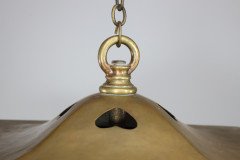 A Large Arts & Crafts Brass Lantern with a Domed Flaring Hat Pierced with Hearts - Thumbnail 2