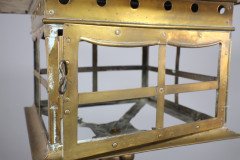 A Large Arts & Crafts Brass Lantern with a Domed Flaring Hat Pierced with Hearts - Thumbnail 7