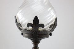 An Arts & Crafts/Gothic Patinated Bronze Ceiling Light with Quadruple Fleur De Lys Decoration to the Base - Thumbnail 8