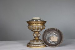 An Original French Rococo Style Cast Alloy & Over Painted Oil Lamp - Thumbnail 3
