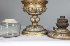 An Original French Rococo Style Cast Alloy & Over Painted Oil Lamp - Thumbnail 5