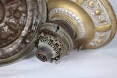 An Original French Rococo Style Cast Alloy & Over Painted Oil Lamp - Thumbnail 7