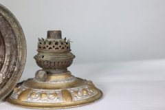 An Original French Rococo Style Cast Alloy & Over Painted Oil Lamp - Thumbnail 9