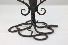 An Art Nouveau French Hand Made Iron Epergne with a Green & Vaseline Glass Flower - Thumbnail 16