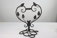 An Art Nouveau French Hand Made Iron Epergne with a Green & Vaseline Glass Flower - Thumbnail 11