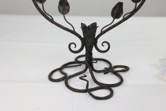 An Art Nouveau French Hand Made Iron Epergne with a Green & Vaseline Glass Flower - Thumbnail 18