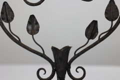 An Art Nouveau French Hand Made Iron Epergne with a Green & Vaseline Glass Flower - Thumbnail 15