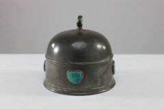 William Hutton, probably for Liberty & Co., Arts & Crafts Pewter Muffin Cover Inset with Ruskin Jewels - Thumbnail 3