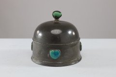 William Hutton, probably for Liberty & Co., Arts & Crafts Pewter Muffin Cover Inset with Ruskin Jewels - Thumbnail 5