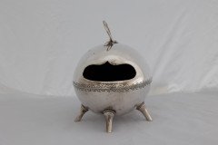 Walker Hall Sheffield in the Style of Dr. C Dresser. An Aesthetic Movement Silver Plated Ostrich Egg Shape Spoon Warmer - Thumbnail 2