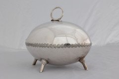 Walker Hall Sheffield in the Style of Dr. C Dresser. An Aesthetic Movement Silver Plated Ostrich Egg Shape Spoon Warmer - Thumbnail 3