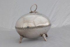 Walker Hall Sheffield in the Style of Dr. C Dresser. An Aesthetic Movement Silver Plated Ostrich Egg Shape Spoon Warmer - Thumbnail 5