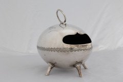 Walker Hall Sheffield in the Style of Dr. C Dresser. An Aesthetic Movement Silver Plated Ostrich Egg Shape Spoon Warmer - Thumbnail 6