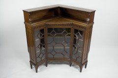 George Jack for Morris & Co., Two Fine Quality Aesthetic Movement Walnut Glazed Corner Cabinets - Thumbnail 4