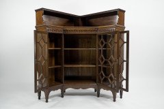 George Jack for Morris & Co., Two Fine Quality Aesthetic Movement Walnut Glazed Corner Cabinets - Thumbnail 2