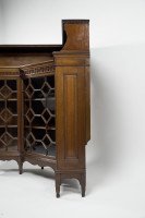 George Jack for Morris & Co., Two Fine Quality Aesthetic Movement Walnut Glazed Corner Cabinets - Thumbnail 6
