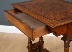 Charles Bevan for Marsh and Jones of Leeds. A Gothic Revival walnut side table with a burr walnut top - Thumbnail 3