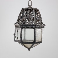 An Arts & Crafts Hand Forged Blacksmith Made Iron Lantern with Stylised Petals - Thumbnail 13