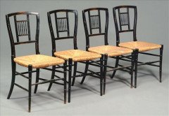 E W Godwin for William Watt. A set of four Anglo-Japanese ebonised rush seated chairs - Thumbnail 15