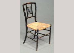 E W Godwin for William Watt. A set of four Anglo-Japanese ebonised rush seated chairs - Thumbnail 16