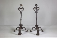 Thornton & Downer ( attributed. ). A Pair of Arts & Crafts Cotswold School Handmade Steel Fire Dogs - Thumbnail 4