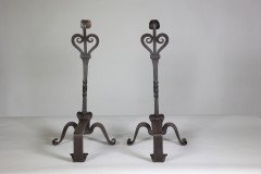 Thornton & Downer ( attributed. ). A Pair of Arts & Crafts Cotswold School Handmade Steel Fire Dogs - Thumbnail 6