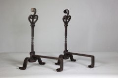 Thornton & Downer ( attributed. ). A Pair of Arts & Crafts Cotswold School Handmade Steel Fire Dogs - Thumbnail 7