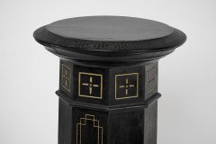 Dr. Christopher Dresser, Style of. An Aesthetic Movement Ebonised and gilded pedestal torchère - Thumbnail 4