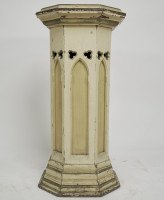 A Gothic Revival Polychrome Painted Octagonal Pedestal with a Graduated Molded Edge to the Top - Thumbnail 2