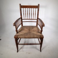 Liberty & Co. Attributed, In the style of a Morris & Co., Sussex Armchair. Aesthetic Movement Rush Seat Armchair - Thumbnail 2