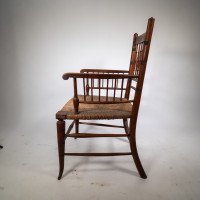 Liberty & Co. Attributed, In the style of a Morris & Co., Sussex Armchair. Aesthetic Movement Rush Seat Armchair - Thumbnail 4