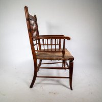 Liberty & Co. Attributed, In the style of a Morris & Co., Sussex Armchair. Aesthetic Movement Rush Seat Armchair - Thumbnail 5