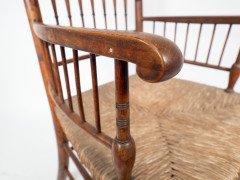 Liberty & Co. Attributed, In the style of a Morris & Co., Sussex Armchair. Aesthetic Movement Rush Seat Armchair - Thumbnail 7