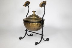 An Aesthetic Movement Wrought Writhen Iron & Copper Fire Bucket - Thumbnail 3
