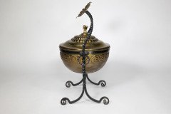 An Aesthetic Movement Wrought Writhen Iron & Copper Fire Bucket - Thumbnail 6