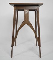 M. H. Baillie Scott, Style of. An Arts & Crafts Walnut side table inlaid with circular Mother-of-Pearl decoration - Thumbnail 4